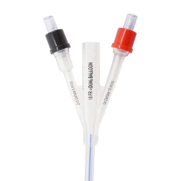 CATHETER, FOLEY 2WAY DUAL-BALL DUETTE SIL 100% 18FR (10/BX) Image