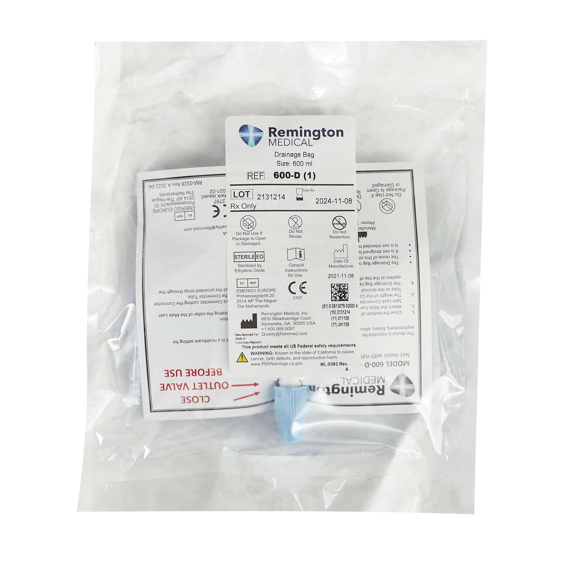 BAG, DRAIN BILIARY/NEPHROSTEMY600ML (20/BX) Image