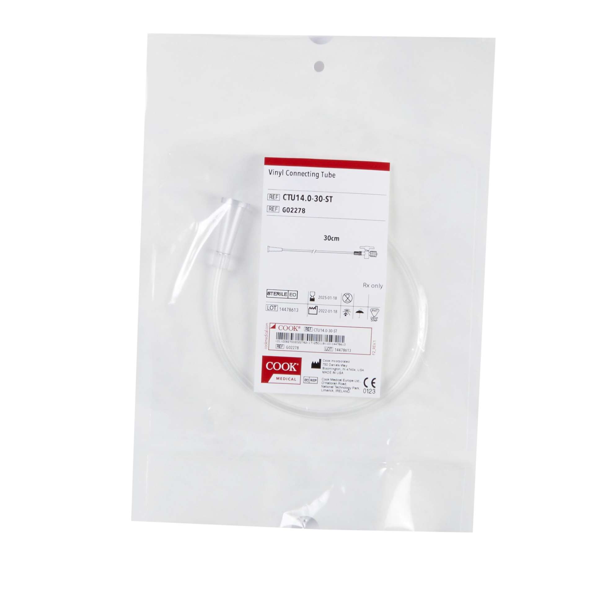 TUBE, CONN VNYL 14FR W/DRAINAGE BAG COKINC Image