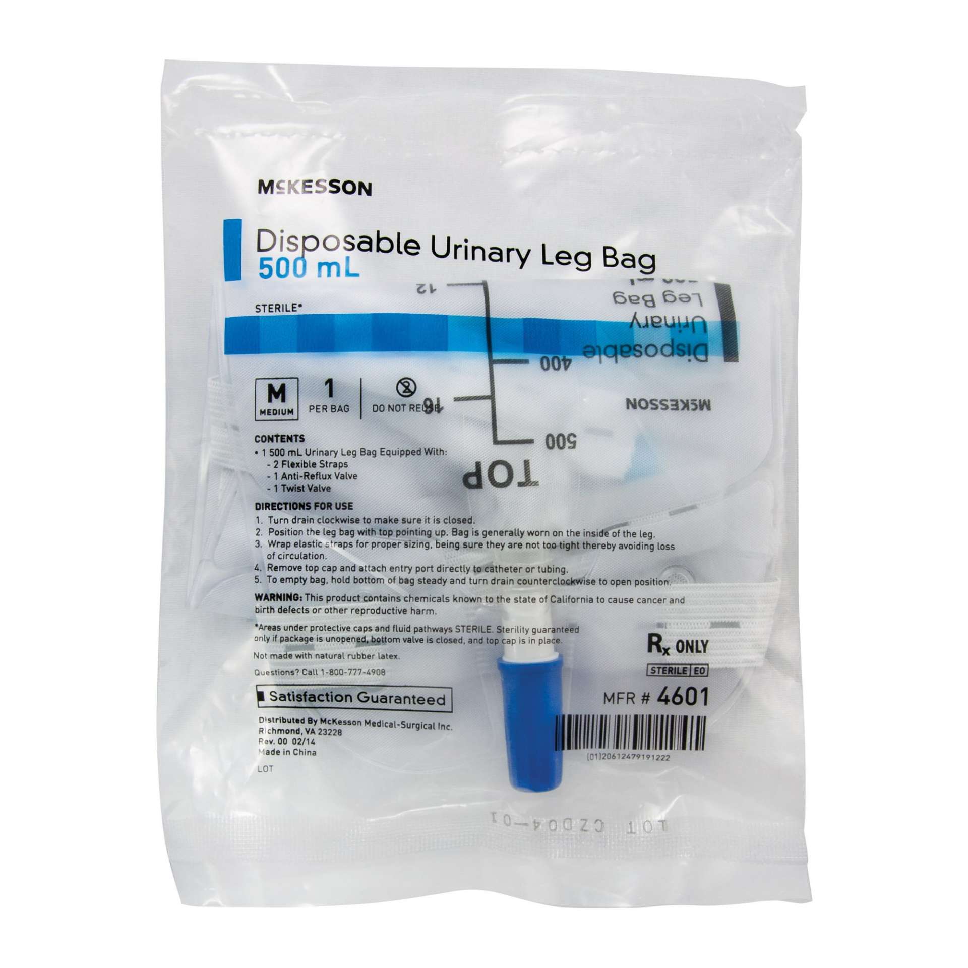 BAG, URINE LEG 500ML MED (48/CS) MGM16 Image